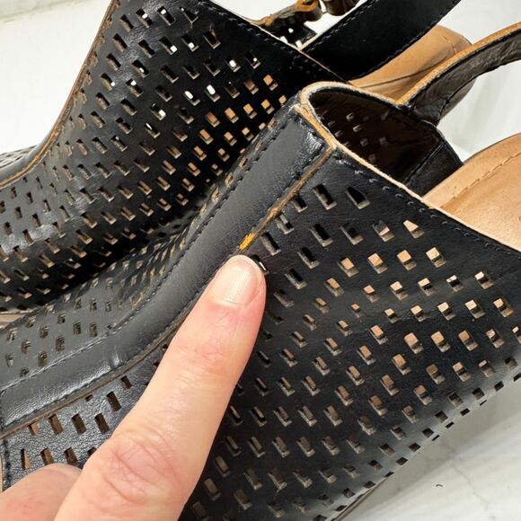 Dr Scholls Codie Womens 7.5 Drk Brown Peep Toe Comfort Sandal Mule Faux Leather - Picture 13 of 14